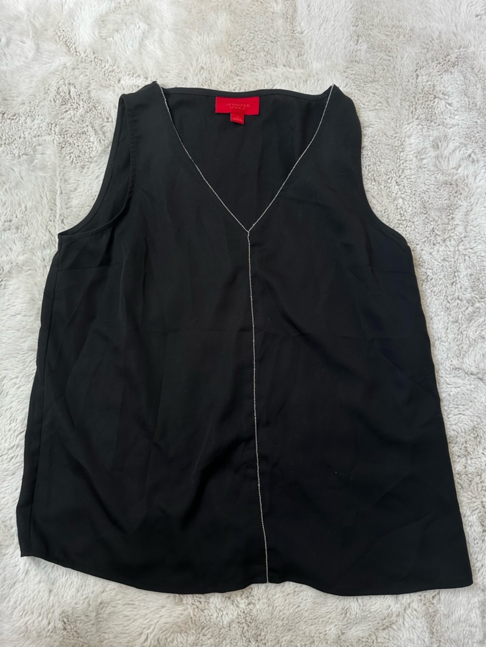 Jennifer Lopez Black V-Neck Sleeveless Camisole with Contrast Stitch